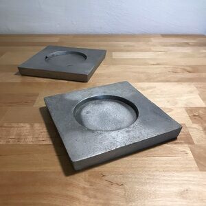 Set of 2 Unbranded Silver Plated Decorative Square Shape Candle Holders -India-